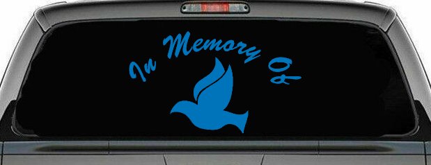 In Memory Of Dove Christian Car or Truck Window Decal Sticker (Sky Blue)