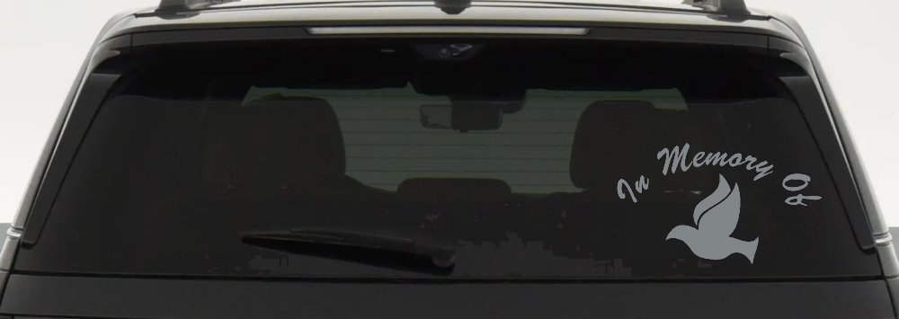 In Memory Of Dove Christian Car or Truck Window Decal Sticker (Telegrey)