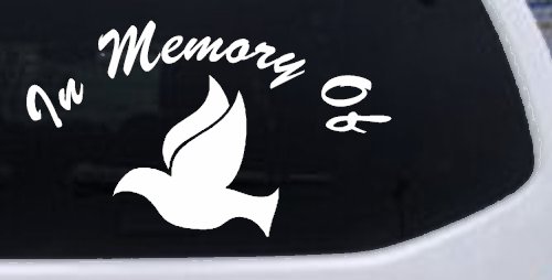 In Memory Of Dove Christian Car or Truck Window Decal Sticker (White)