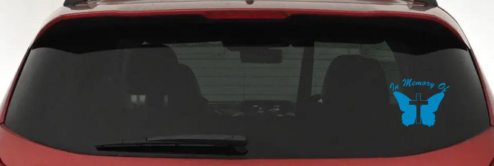 In Memory Of Butterfly with Cross Christian Car or Truck Window Decal Sticker