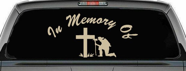 In Memory Of Fireman Christian Car or Truck Window Decal Sticker (Desert Sand)