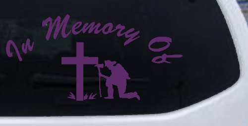 In Memory Of Fireman Christian Car or Truck Window Decal Sticker (Violet)