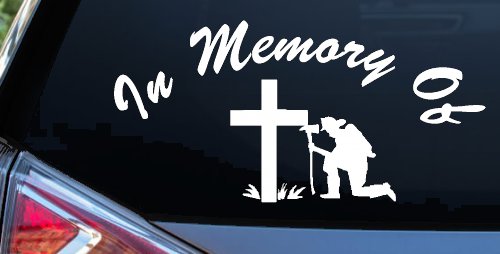 In Memory Of Fireman Christian Car or Truck Window Decal Sticker (White)