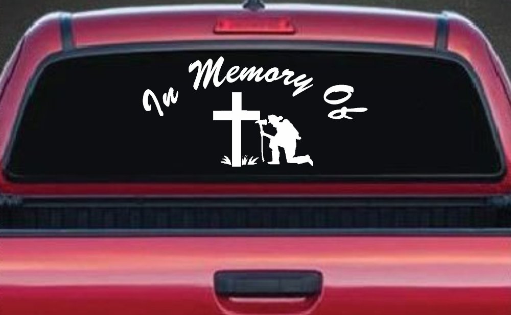 In Memory Of Fireman Christian Car or Truck Window Decal Sticker (White)