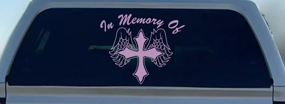 In Memory Of Cross with Wings Christian Car or Truck Window Decal Sticker