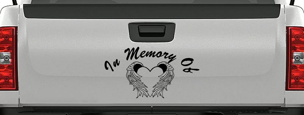 In Memory Of Heart With Wings Christian Car or Truck Window Decal Sticker