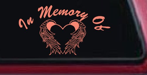 In Memory Of Heart With Wings Christian Car or Truck Window Decal Sticker