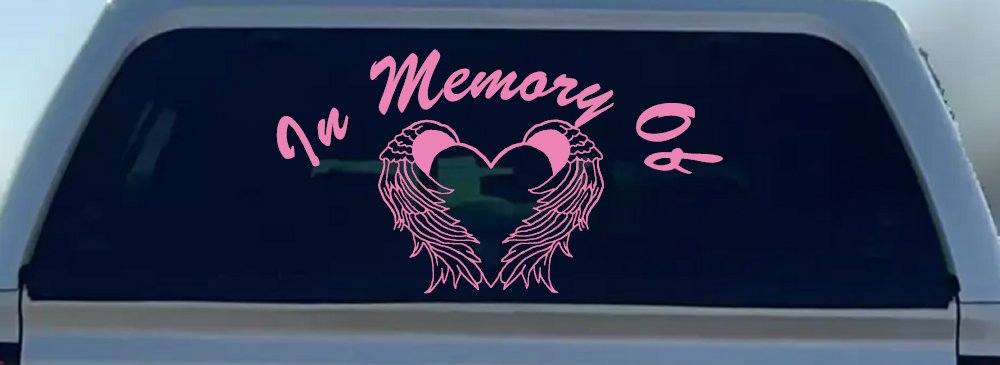In Memory Of Heart With Wings Christian Car or Truck Window Decal Sticker
