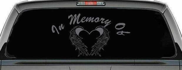 In Memory Of Heart With Wings Christian Car or Truck Window Decal Sticker