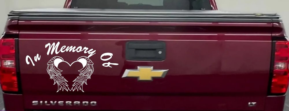In Memory Of Heart With Wings Christian Car or Truck Window Decal Sticker