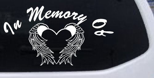 In Memory Of Heart With Wings Christian Car or Truck Window Decal Sticker