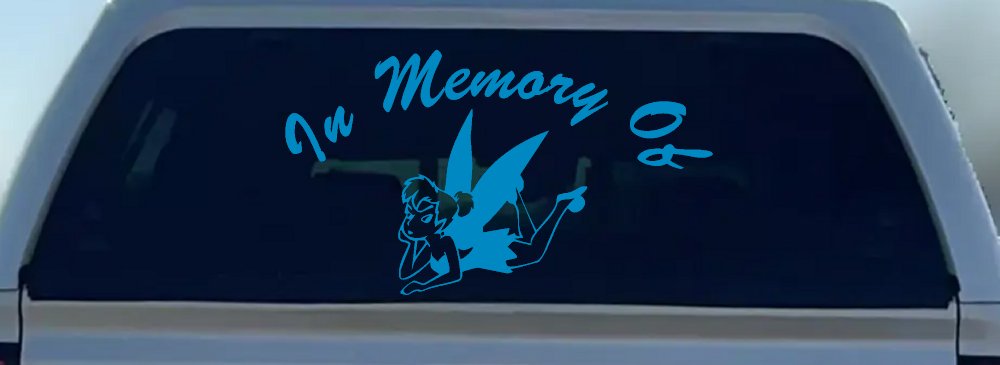 In Memory Of Tinkerbell Cartoons Car or Truck Window Decal Sticker (Blue)