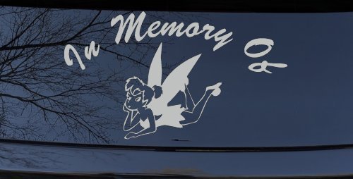 In Memory Of Tinkerbell Cartoons Car or Truck Window Decal Sticker (Light Gray)
