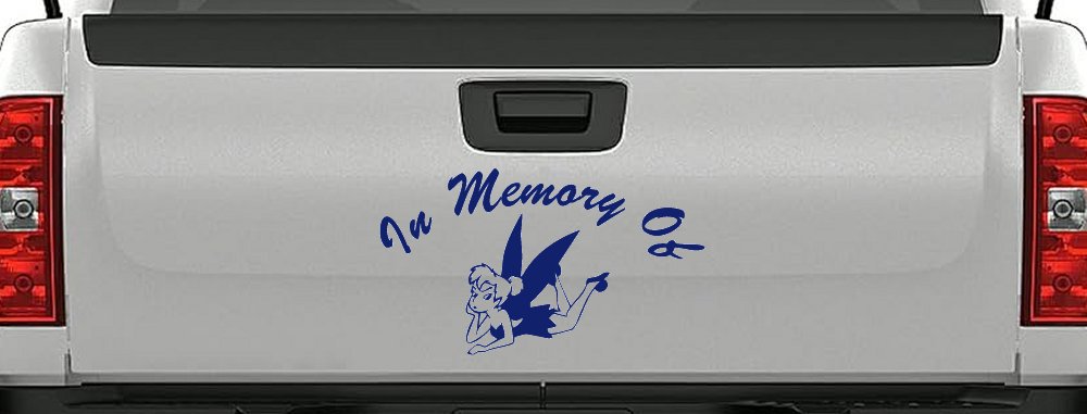 In Memory Of Tinkerbell Cartoons Car or Truck Window Decal Sticker (Navy)