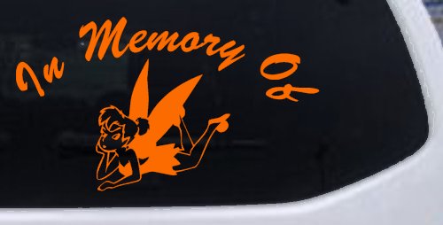 In Memory Of Tinkerbell Cartoons Car or Truck Window Decal Sticker (Orange)