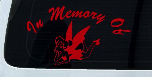 In Memory Of Tinkerbell Cartoons Car or Truck Window Decal Sticker (Red)