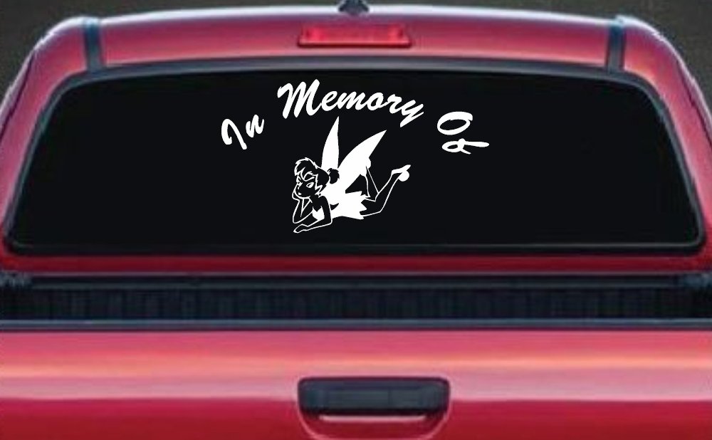 In Memory Of Tinkerbell Cartoons Car or Truck Window Decal Sticker (White)