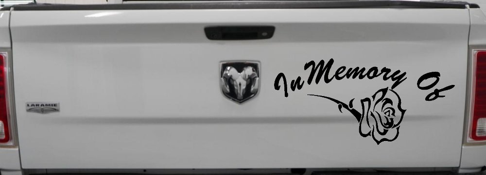 In Memory Of Rose Car or Truck Window Decal Sticker (Black)