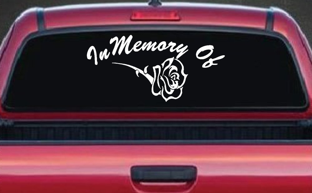 In Memory Of Rose Car or Truck Window Decal Sticker (White)