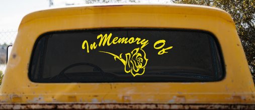 In Memory Of Rose Car or Truck Window Decal Sticker (Yellow)