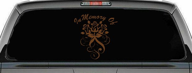 In Memory Of Roses Car or Truck Window Decal Sticker (Copper)