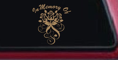 In Memory Of Roses Car or Truck Window Decal Sticker (Light Brown)