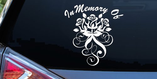 In Memory Of Roses Car or Truck Window Decal Sticker (White)