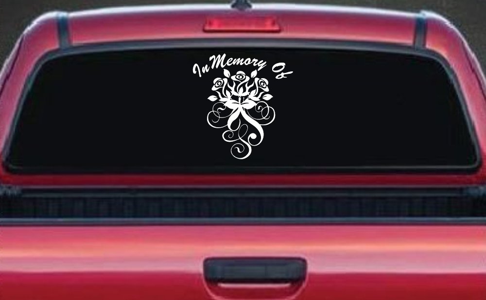 In Memory Of Roses Car or Truck Window Decal Sticker (White)