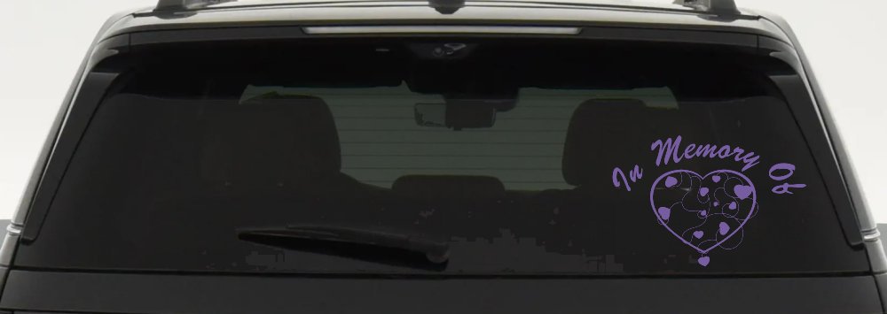 In Memory Of Hearts Car or Truck Window Decal Sticker (Purple)