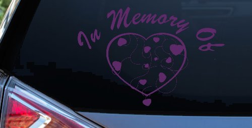 In Memory Of Hearts Car or Truck Window Decal Sticker (Violet)