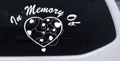 In Memory Of Hearts Car or Truck Window Decal Sticker