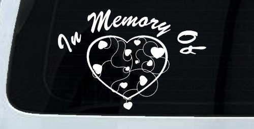 In Memory Of Hearts Car or Truck Window Decal Sticker