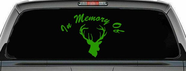 In Memory Of Big Buck Hunting Car or Truck Window Decal Sticker (Lime)