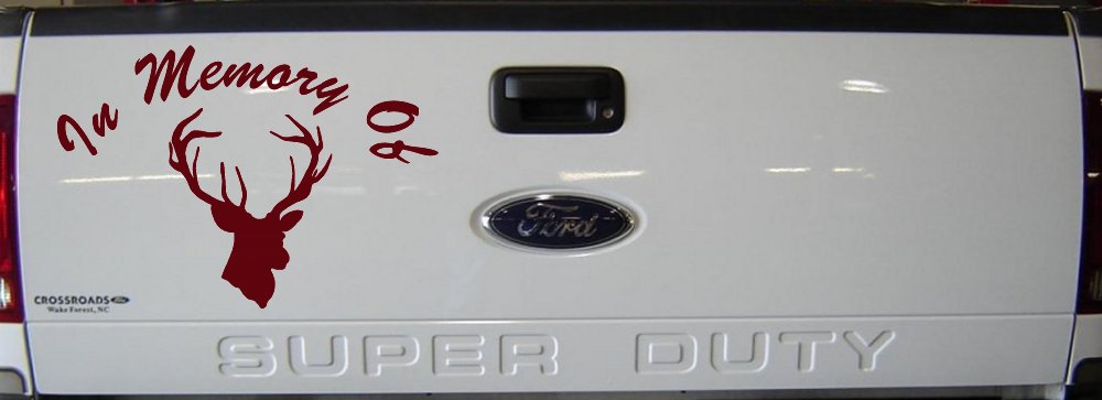 In Memory Of Big Buck Hunting Car or Truck Vinyl Window Decal Sticker (Purple Red)