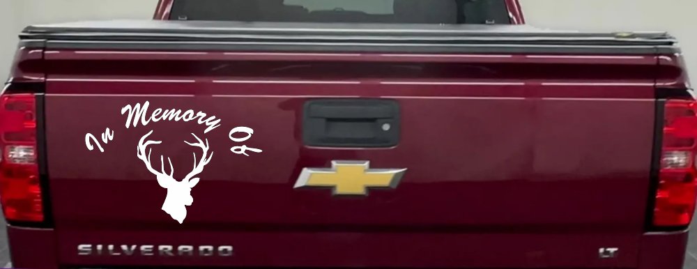 In Memory Of Big Buck Hunting Car or Truck Window Decal Sticker (White)