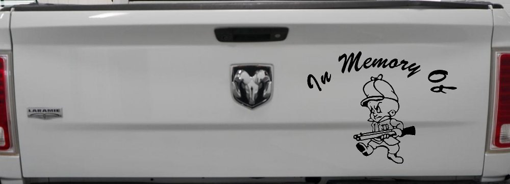 In Memory Of Elmer Fudd Hunting Car or Truck Window Decal Sticker (Black)