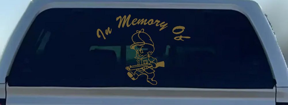 In Memory Of Elmer Fudd Hunting Car or Truck Window Decal Sticker (Gold)