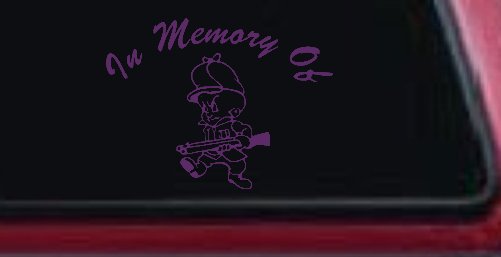 In Memory Of Elmer Fudd Hunting Car or Truck Window Decal Sticker (Violet)