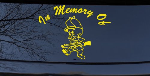 In Memory Of Elmer Fudd Hunting Car or Truck Window Decal Sticker (Yellow)