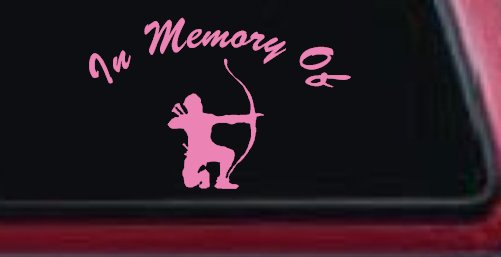 In Memory Of Archer Bow Hunter Decal - Car Truck Window Vinyl Sticker (Pink)