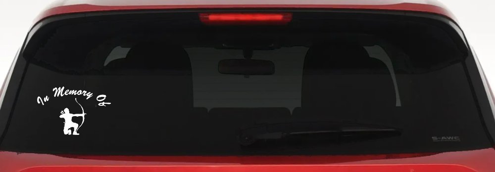 In Memory Of Archer Bow Hunter Decal - Car Truck Window Vinyl Sticker (White)