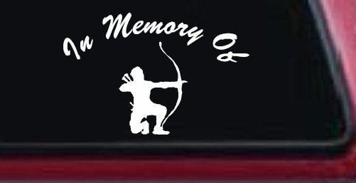In Memory Of Archer Bow Hunter Decal - Car Truck Window Vinyl Sticker (White)