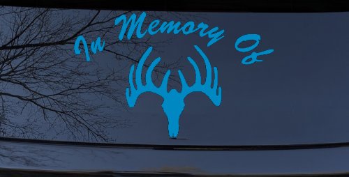In Memory Of Big Buck Hunting Car or Truck Window Decal Sticker (Blue)