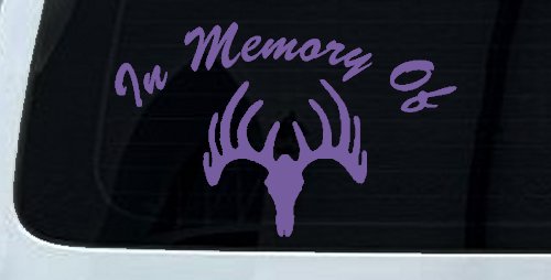 In Memory Of Big Buck Hunting Car or Truck Window Decal Sticker (Purple)