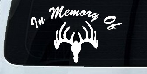 In Memory Of Big Buck Hunting Car or Truck Window Decal Sticker (White)