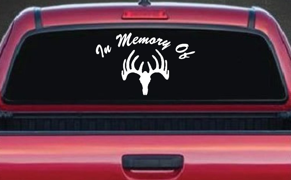 In Memory Of Big Buck Car or Truck Vinyl Window Decal Sticker (White)
