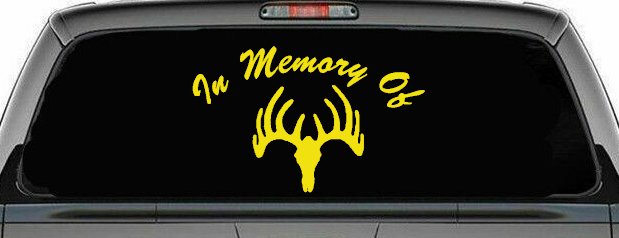In Memory Of Big Buck Car or Truck Vinyl Window Decal Sticker (Yellow)