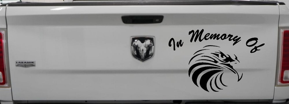 In Memory Of Eagle Head Military Car or Truck Window Decal Sticker