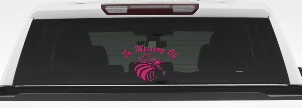 In Memory Of Eagle Head Military Car or Truck Window Decal Sticker (Hot Pink)