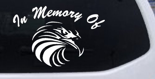 In Memory Eagle Head Military Decal Car Truck Window Sticker Vinyl (White)